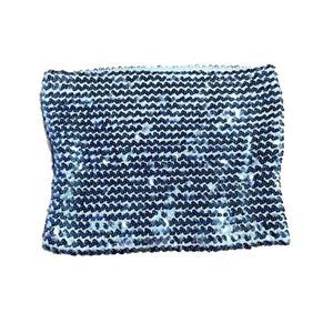 5/$25 Sequin Strapless Tube Top Crop Top Party Blouse Blue 90s Y2K